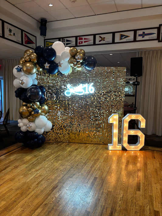 Organic semi garland-Shimmery Wall - marquee numbers package   # 051