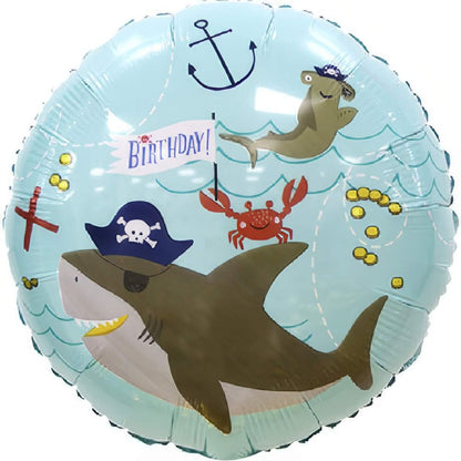 18" Happy Birthday Pirate, Shark and Octopus Balloon