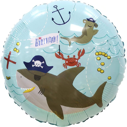 18" Happy Birthday Pirate, Shark and Octopus Balloon