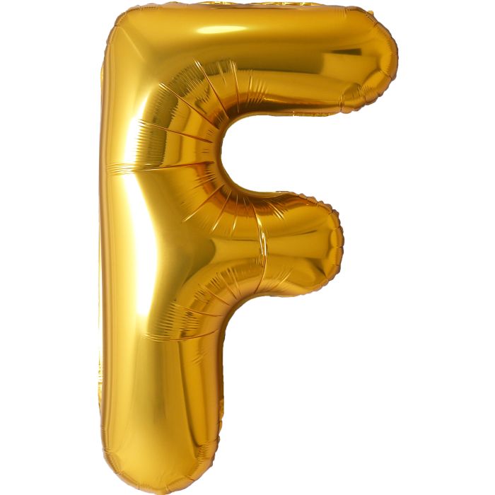 34" Gold Letter F Balloon