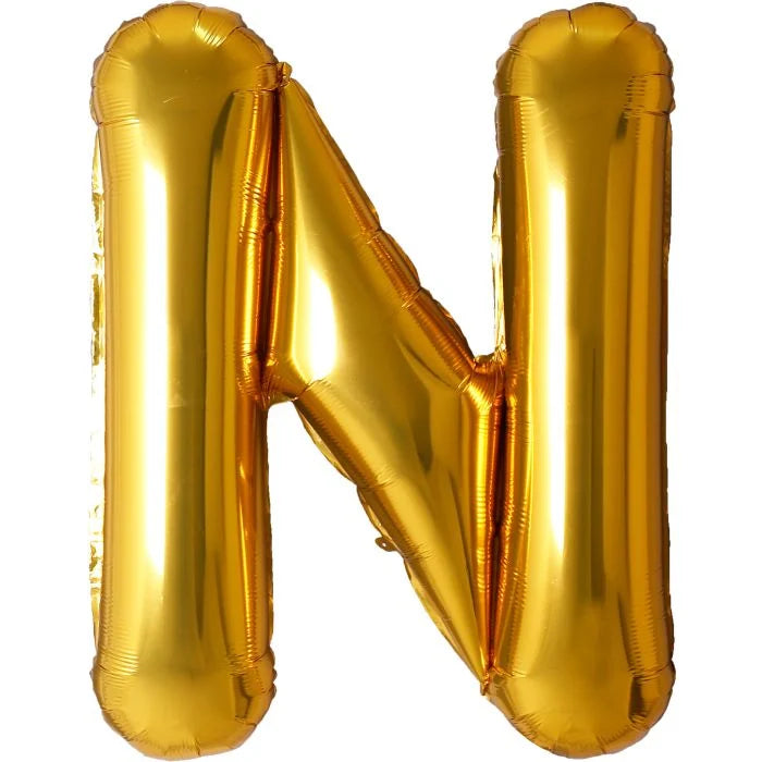 34" Gold Letter N Balloon