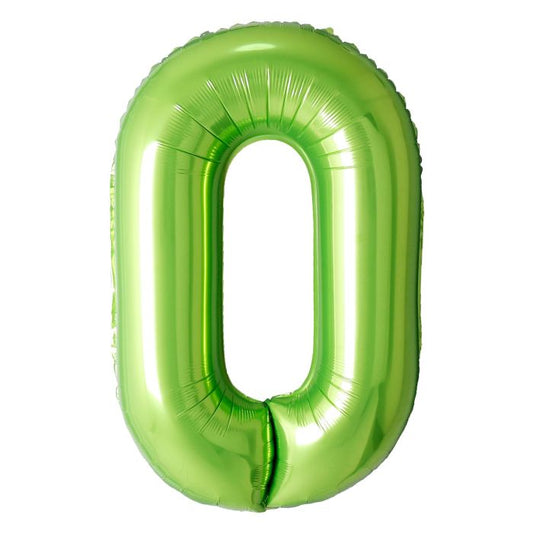 34" Green Number 0 Balloon