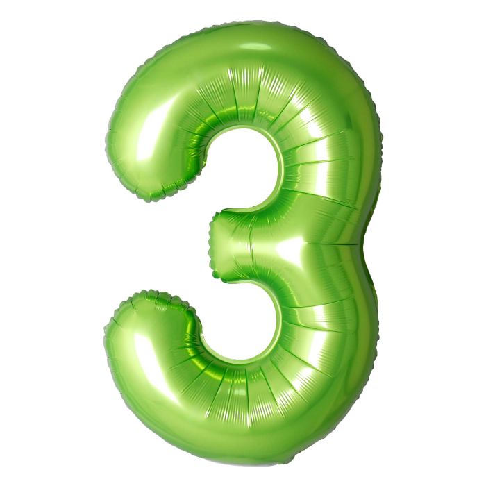 34" Green Number 3 Balloon