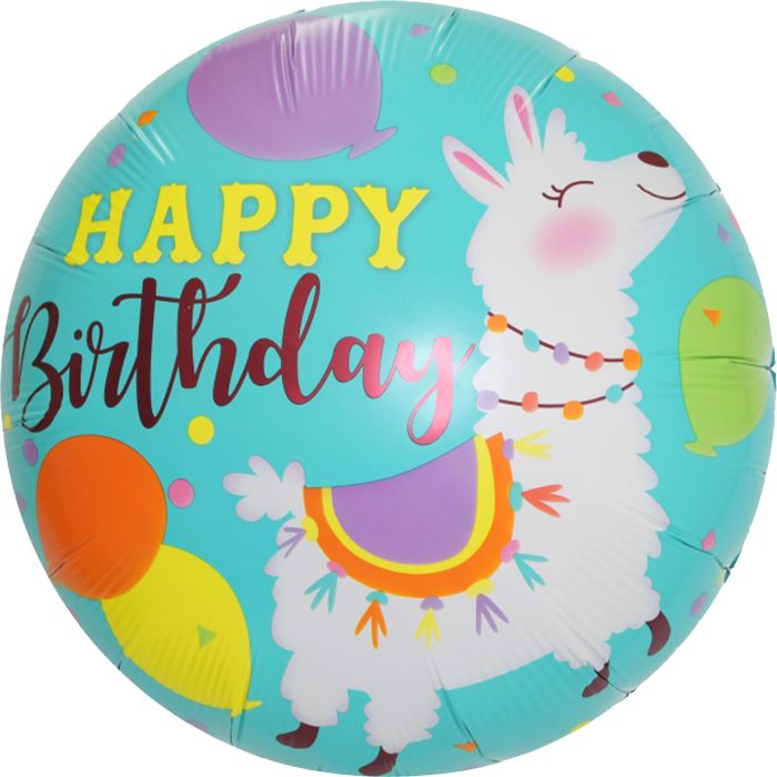 18" Happy Birthday Llama Balloon