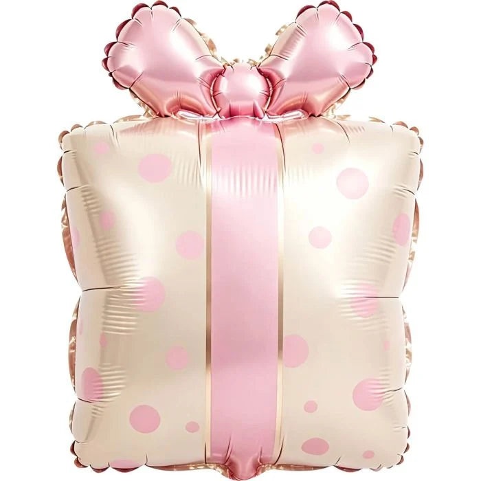 23" Pink Polka Dot Gift Present Balloon