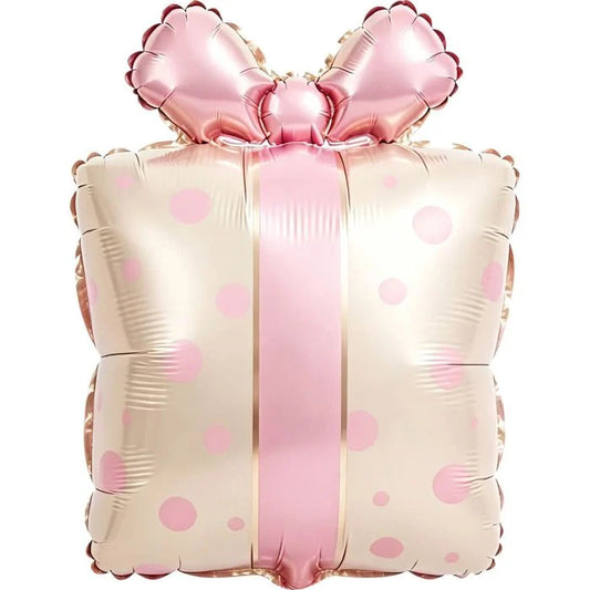 23" Pink Polka Dot Gift Present Balloon