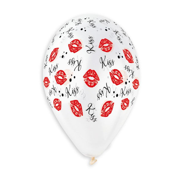 13"G Clear with Red Kisses latex